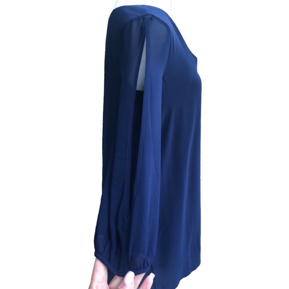 NWT Lulus/Lulu’s Shifting Dears Navy Long Sleeve Shift Dress Chiffon Shell Sz XS - Picture 8 of 16